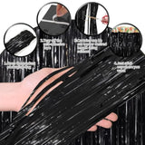 2 Pack Black Foil Fringe Curtains Backdrop Streamers for Birthday Halloween Party