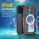 For Iphone 16 Pro Case Waterproof,With Magsafe Snowproof,Dustproof And Shockproof,Ip68 Certified Real 360 Full Body Protection Fully Sealed Underwater Cover For Iphone 16 Pro 6.3" Black