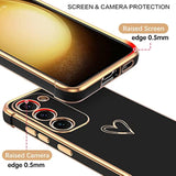 For Samsung Galaxy S23 Case, Cute Heart Pattern Slim S23 Case, Soft Flexible Shockproof Tpu Bumper Women Girl Non-Slip Lightweight Phone Cover Charging Case For Samsung S23 6.1" 2023, Black