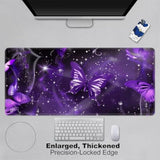 Xxl Gaming Mouse Pad, Extra Large Waterproof Desk Mat For Office Gaming, Non-Slip Rubber Base Durable Stitched Edge, Easy To Clean, Purple Butterfly