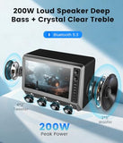 15.6 Small Smart Tv Built-In Bluetooth Speaker System, 200W Peak Power, Wireless Karaoke Microphones, 1080P Hd Led Tv With Hdmi/Usb/Aux For Home Entertainment & Camping