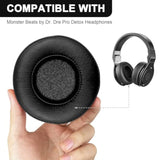 Ear Pads Ear Cushion Earpads Replacement Compatible With Beats By Dr Dre Pro Detox Headphones, Memory Foam Soft Protein Leather (Black)