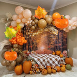 Fall Balloon Arch Kit 133PCS Orange Brown Nude Balloons with Pumpkin Foil for Baby Shower Party