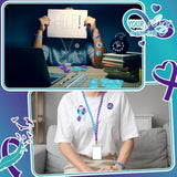 400 Pcs/40 Sets Suicide Prevention Awareness Teal Purple Ribbon Supply Include Wristband Bracelets Keychain Pencil Cutout Lanyard Button Pin Rugby Sticker For Charity Fundraise Party Favor