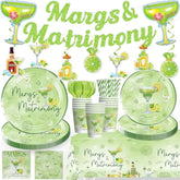 171Pcs Margs And Matrimony Bachelorette Tableware Set, Margarita Party Decorations Include Margs And Matrimony Banner 50 Thickened Plates 2 Tablecloths For Margarita Party