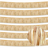 6 Pack 10 Ft Champagne Gold Foil Fringe Garland Metallic Streamers Tinsel Banner Wall Hanging Garland Backdrop For Parade Floats, Halloween, Christmas, Thanksgiving, New Year Party Decorations