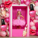 Hot Pink Spa Nail Polish Lipstick Makeup Balloons Girls Bridal Bachelorette Spa Day