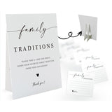 Minimalism Theme Favorite Family Traditions Baby Shower Games Set(1 Sign And 20 Cards), Games For Baby Shower, Wedding Shower, Bridal Shower, Game Night, Gender Reveal Party, Family Day Decorations 08