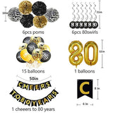 80Th Birthday Party Decorations Kit- Gold Glittery Cheers To 80 Years