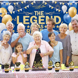 Blue Gold The Legend Has Retired Banner Backdrop Photography Background Hanging Happy Retirement Party Decoration for Men Women Office Colleagues Farewell Accessories Supplies 72.8 * 43.3in