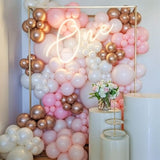 Pink Balloons, 50Pcs Pink And White Balloons, Rose Gold Macaron Pearl Latex Party Balloon Confetti Balloon For Girl Woman Valentine Birthday Party Baby Shower Gender Reveal Wedding Decorations