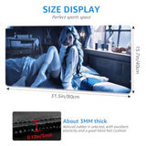 Large Gaming Mouse Pad, Anime Art Design, Extended Xxl Desk Mat, 31.5 X 15.7 Inches, Blue And White