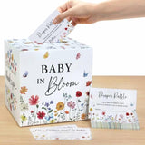 Baby In Bloom Baby Shower Decorations Diaper Raffle Box With 50 Tickets, Girls Wildflower Diaper Raffle Card Box Games Kit