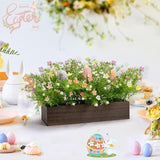 Easter Flower Table Centerpieces, Spring Pre-Made Artificial Flowers Centerpiece Decor With Egg For Spring Floral, Farmhouse Table Decoration With Wooden Tray For Home Office Dining Room Party