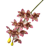 4Pcs Artificial Cymbidium Orchid Flower Plant 3D Print Vanda 10 Heads Latex Phalaenopsis Flower (Pink)