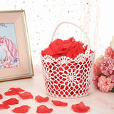 White Flower Girl Basket With Handle For Wedding Ceremony, 5.9 X 4.72 X 4.33 Inch