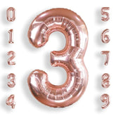 40-Inch Big Rose Gold Number 3 Foil Helium Balloon Jumbo Birthday Anniversary Decor