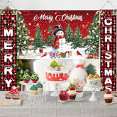 Merry Christmas Banners With 3 Pcs 71"X 43" Christmas Backdrop And Porch Signs Hanging Ribbon, Indoor & Outdoor Christmas Decorations For Home Wall/Front Door/Yard, Party, Photography