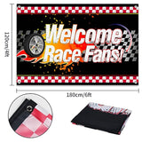 6X4Ft Welcome Race Fans Banner Backdrop - Racing Car Birthday Decorations Party Supplies