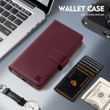 Compatible With Samsung Galaxy A32 5G Wallet Case With Card Holder,Rfid Blocking Pu Leather Phone Case Folio Flip Shockproof Tpu Protective Cover Credit Card Slots Women Men,Wine Red