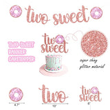 Two Sweet Birthday Party Decorations Donut Theme 2nd Birthday Girl Banner Cake Topper