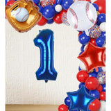 Baseball Balloons 1St Birthday Decorations For Boy | Rookie Of The Year First Birthday Decoration Baseball Sports Theme Party Supplies Foil Mylar Navy Blue Red White Sports Balloon Arch Kits