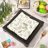 100Pcs Easter Paper Napkins Watercolor Bunny Leaves Disposable Rabbit Luncheon Dinner Napkins for Spring Wedding Birthday Party Table Supplies