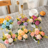 6Pcs Artificial Flowers With Ceramic Pot Small Fake Hydrangea Flowers Arrangements Faux Spring Flowers In Vase Home Spring Decor, Centerpiece Table Decorations For Farmhouse Office Shelf Dining Table