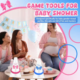 42 Pcs Gender Reveal Party Baby Boy Or Girl Ring Toss Game Include 2 Plastic Cones 36 Pink Blue Toss Rings And 4 Gender Stickers For Guests Baby Shower Party Supplies