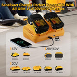 2 Pack 20V 6.0Ah Batteries For Dewalt 20V Max Battery And 2-Ports For Dewalt Battery Charger Replacement Charging Combo Kit Compatible With Oem 20V Batteries And Power Tools
