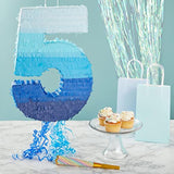 Blue Number 5 Pull-String Piñata: 5th Birthday Party Game
