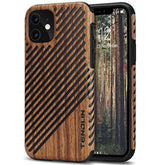 Compatible With Iphone 11 Case Wood Grain Outside Design Tpu Hybrid Case (Wood & Leather)