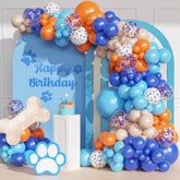 135Pcs Blue Balloon Garland Arch Kit, Diy Blue Orange Nude White Dog Bone Paw Print Balloons For Theme Baby Shower Anniversary Birthday Party Decorations