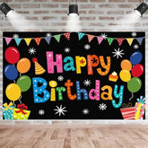 Colorful Happy Birthday Backdrop Banner 5x3ft Party Decor & Photo Prop