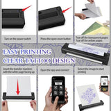 Wireless Tattoo Stencil Printer, Portable Bluetooth Thermal Tattoo Printer With App Custom-Size A4, Print Realistic Portraits, 10 Transfer Papers, Works For Phone/Tablet/Pc (Black)