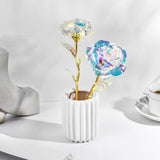 20Pcs Artificial Colorful Flowers Galaxy Rose Crystal Flower Glass Rose Gifts For Wedding, Mother' S Day Memorable Days, Color A