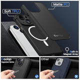 Magnetic For Iphone 14 Plus/15 Plus Case, Compatible With Magsafe, Dual Layer Design Military Grade Protection, Translucent Matte Scratch-Resistant Back Protective Shockproof Phone Case, Black