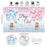 Boy or Girl Gender Reveal Backdrop – Pink & Blue Bear Gender Reveal Decoration Banner with Hot Air Balloons Girls & Boys Baby Shower Yard Sign Photo Booth Backdrop for Gender Reveal Party 71"x43"