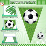5 Pack Green Soccer Banners Soccer Party Decorations Sports Champion Paper Pennants Green Hanging Triangle Flags Garland Bunting For Sports Game Fans Outdoor Indoor Birthday Party Supplies