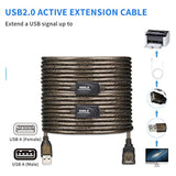 75 Ft Usb Extension Cable, Usb 2.0 Type A Male To A Female Active Repeater Extension Cable 75 Ft, High Speed 480 Mbps