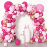 153Pcs Pink Balloon Garland Arch Kit, Different Sizes 18 12 10 5 Inch Hot Pink Latex Metallic Confetti Rose Gold Balloons For Birthday Baby Shower Wedding Party Decorations