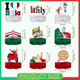 9 Pcs Italy Party Decorations Theme Honeycomb Centerpieces For Table I Love Italy Birthday Party Decorations Photo Booth Props For Republic Day Supplies Italian Home