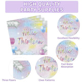 96Pcs 13Th Birthday Decorations Iridescent 13Th Party Plates And Napkins Disposable 350Gsm Official Teen Birthday Tableware Set For Teen Girls Happy 13 Year Old Party Supplies, Serves 24