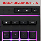 Alloy Core RGB Membrane Gaming Keyboard, Comfortable Quiet Silent Keys with RGB LED Lighting Effects, Spill Resistant, Dedicated Media Keys,