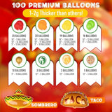 All-In-1 Mexican Balloons Arch Kit & Garland With Bonus Taco Small And Large Red Yellow Orange Green Fiesta Balloons Mexican Party Decorations & Supplies For Birthday, Cinco De Mayo