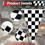 98 ft Black & White Checkered Flag Banner for Racing Parties