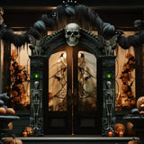 3 Pcs Halloween Cemetery Archway Halloween Skull Cemetery Hanging Banners Gothic Outdoor Banners Sign Banner Spooky Pillar Sign Decorations For Outdoor Party Supplies