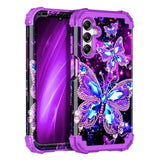 Glow in the Dark Heavy Duty Shockproof Case for Samsung Galaxy A16 5G 6.7 inch, Purple, 3 in 1 Design with Plastic Bumper and Silicone Inner Frame