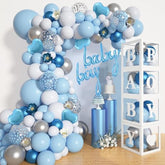 137pcs Baby Blue Balloon Garland Kit with Baby Boxes for Boy Baby Shower Birthday Party