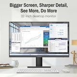 32 Inch 4K Computer Monitor With Hdmi 2.0 Displayport 1.4 Speakers, 60Hz Vesa Hdr Support Desktop Monitor Compatible Free-Sync, G-Sync, Adaptive Sync For Office & Home